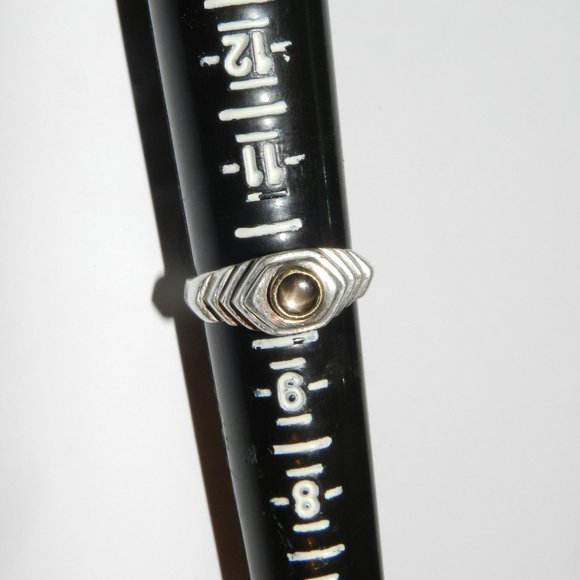 Women's Vintage Antique Tribal Old Sterling Silver Ring Pearl Gemstone - Picture 7 of 8